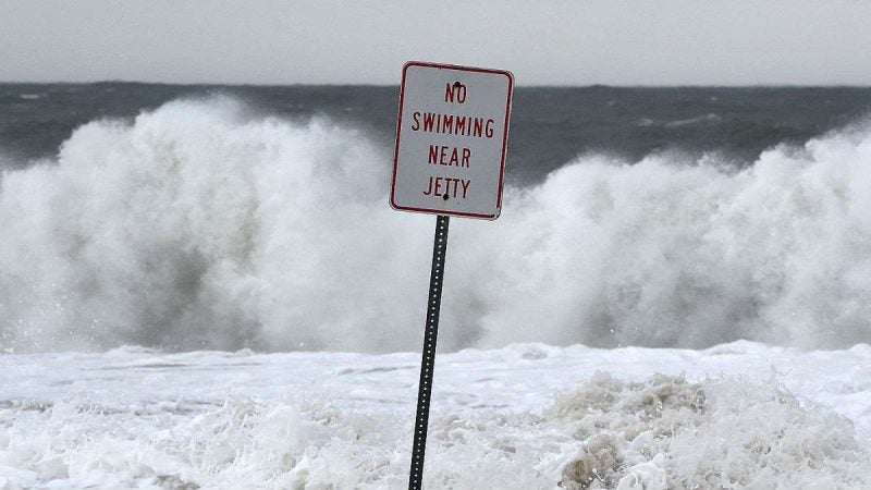 Hurricane Jose pushes strong waves onshore in Delaware.