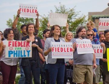  Elizabeth Fielder announces her campaign to unseat state Rep. Bill Keller in the 184th district of South Philadelphia. (Kimberly Paynter/WHYY) 