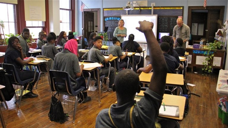  Students attend class at Belmont Charter School in West Philadelphia. (Emma Lee/WHYY, file) 