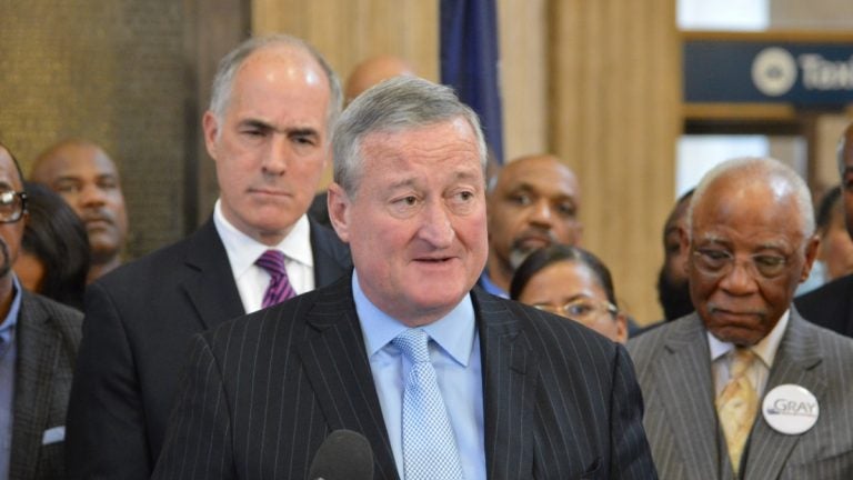 Mayor Jim Kenney, blue shirt and tie