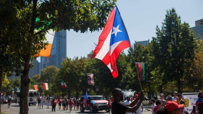 The 2017 Puerto Rican Day Parade on the Benjamin Franklin Parkway celebrates the island's culture and calles for charity to aid in its recovery following the damage caused by Hurricane Maria.