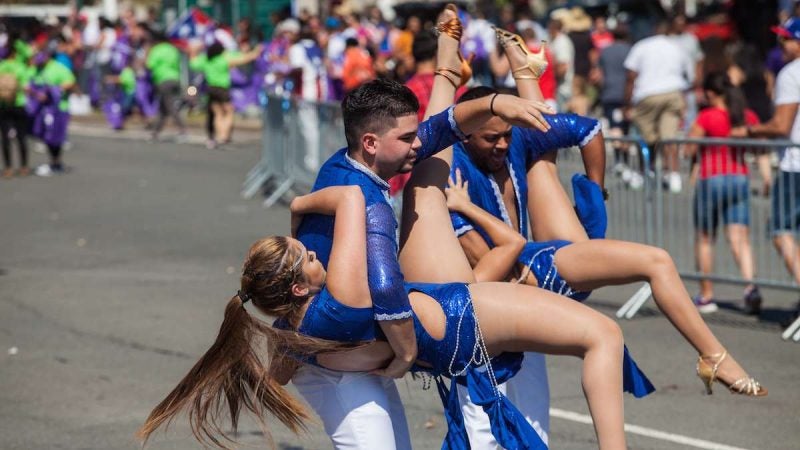 Members of the Asereco Dance Group perform during the 2017 Puerto Rican Day Parade.