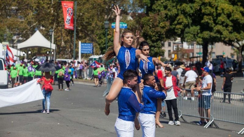 Members of the Asereco Dance Group perform during the 2017 Puerto Rican Day Parade.