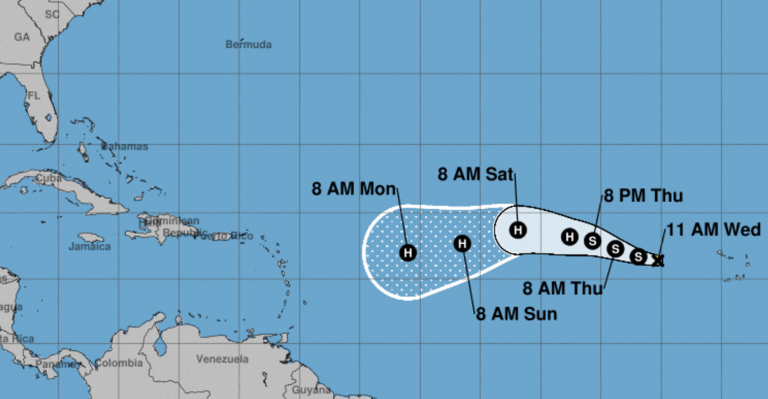  The five day Irma forecast track. (Image: National Hurricane Center) 