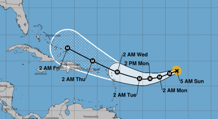  Hurricane Irma's projected track as of Sunday morning. (Image: NHC) 