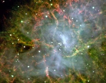 This image of the Crab Pulsar was taken with CHIMERA, an instrument at the Palomar Observatory, which is operated by the California Institute of Technology. (NASA)