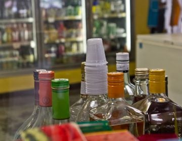 Shots of liquor for sale at a 