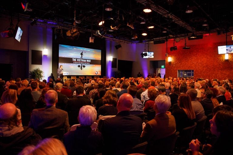 WHYY's Lincoln Financial Digital Studio is filled on Oct. 12, 2017, for a public discussion with Lynn Novick, director of PBS' 