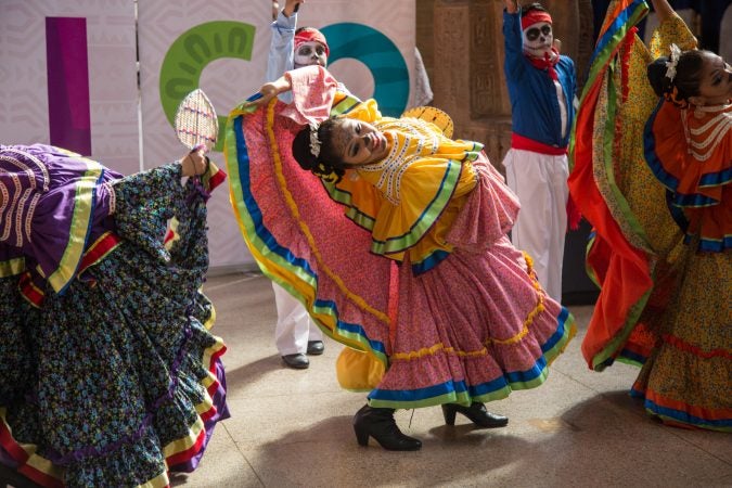 Dancers from Ballet Folklorico Yaretzi perform traditional Mexican folk dances at Penn Museum's annual Day of the Dead celebration