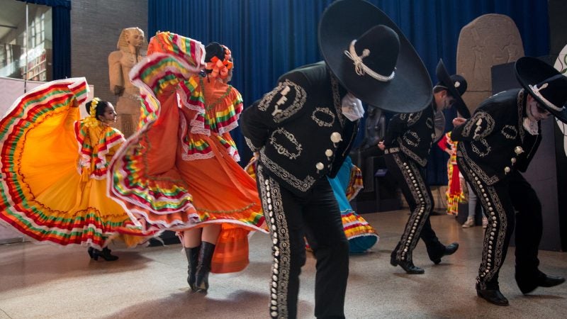 Dancers from Ballet Folklorico Yaretzi perform traditional Mexican folk dances at Penn Museum's annual Day of the Dead celebration