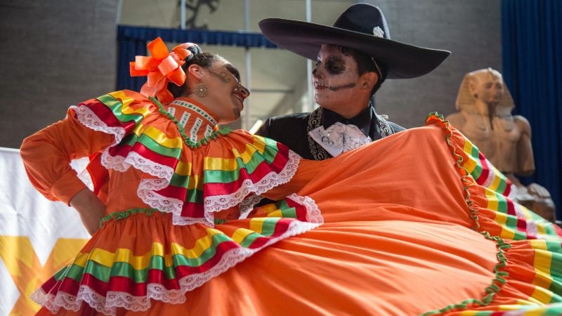 Dancers from Ballet Folklorico Yaretzi perform traditional Mexican folk dances at Penn Museum's annual Day of the Dead celebration