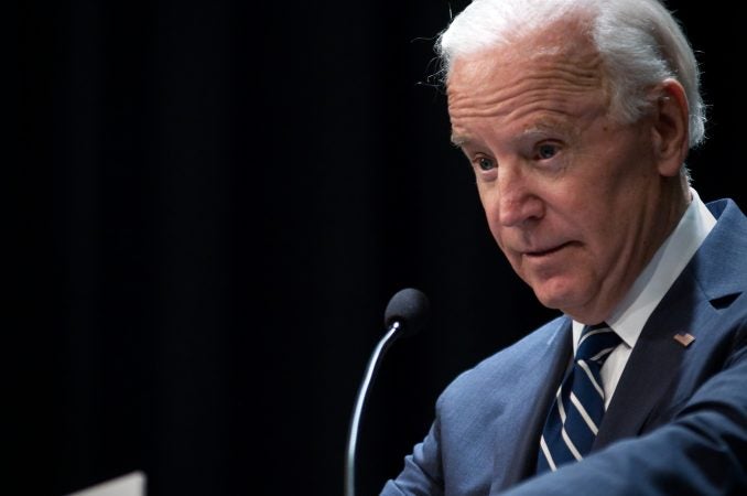 Former V.P. Joe Biden speaks during a partnership announcement between Doylestown Health and The Beau Biden Foundation, in Warminster, Pa., on Tuesday. (Bas Slabbers/for WHYY)