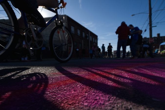 Cyclists and pedestrians take part in Philly Free Streets event, Saturday, Oct. 28, 2017. This year the event connects the Historic Old City District with The Barrio in North Philadelphia. (Bastiaan Slabbers for WHYY)