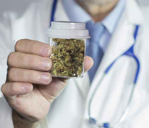 Doctor holding medical marijuana