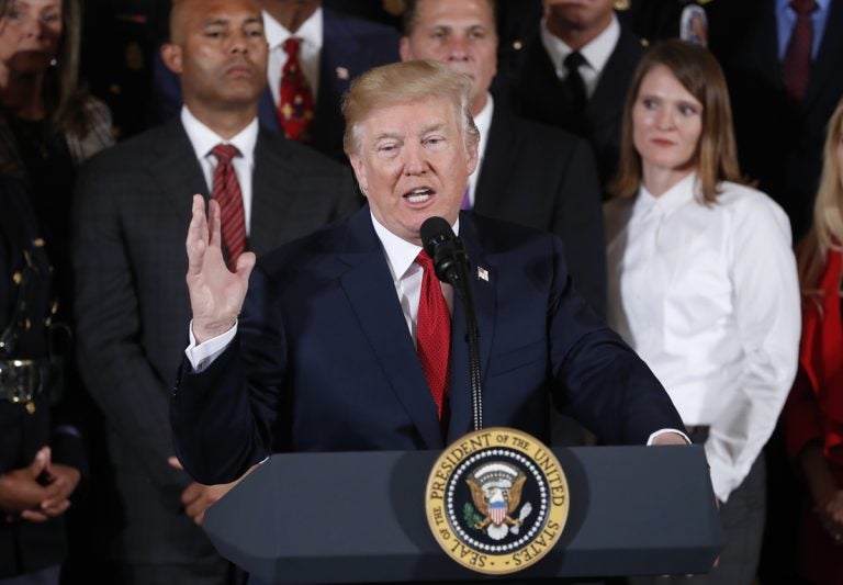 President Donald Trump at the podium