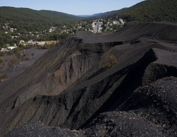 Coal Hill, a pile of coal on the outskirts of Trevorton, in Central Pennsylvania, is a testament to the old industry here and a reminder that companies didn't clean up when they finished mining. (Irina Zhorov/WHYY)