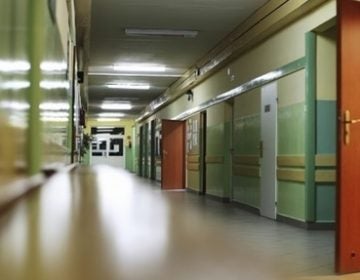 Empty school hallway