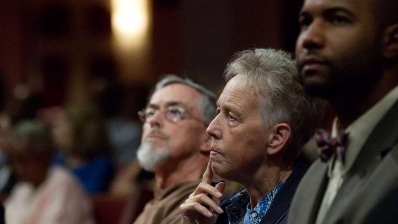 A view of the audience during Courageous Conversations: Reimagining Race and Education forum at Enon Tabernacle Church, on Thursday. (Bastiaan Slabbers for WHYY)