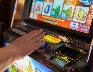 A woman plays the slots at Hollywood Casino at Penn National Race Course in Dauphin County, Pennylvania. (Lindsay Lazarski/WHYY)