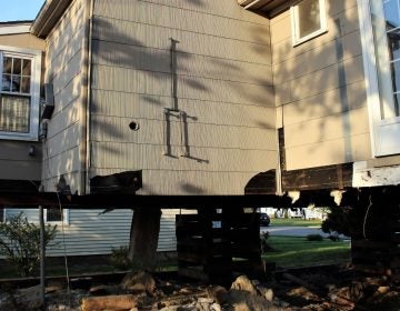 The author's home in the process of being elevated 5 feet higher.