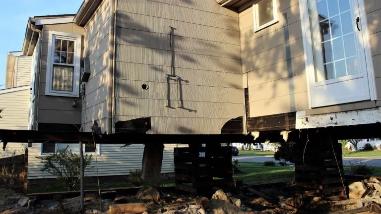 The author's home in the process of being elevated 5 feet higher.