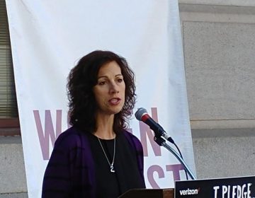 Jeannine Lisitski, executive director of Women Against Abuse, says women are not the only targets of abuse. (Tom MacDonald/WHYY)