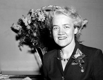 Sen. Margaret Chase Smith, R-Me., smiles Jan., 5, 1949, as she takes a break from looking over papers in her office in Washington D.C.