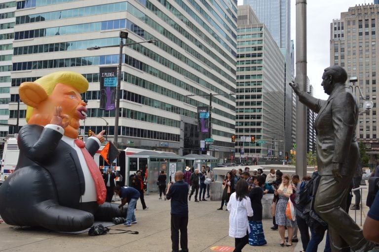 Inflatable Trump Put Up Next To Phillys Rizzo Statue Whyy