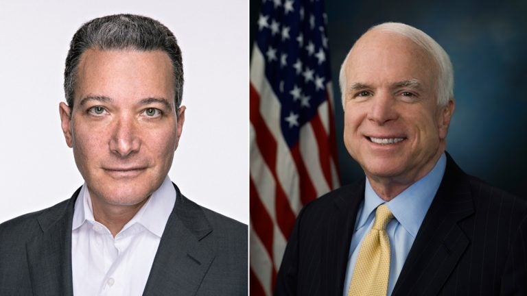 Jeff Rosen of the National Constitution Center (left) and U.S. Sen. John McCain