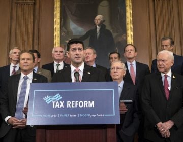 Speaker of the House Paul Ryan, R-Wis., and Senate Majority Leader Mitch McConnell, R-Ky., meet with reporters to announce the Republicans' proposed rewrite of the tax code for individuals and corporations, at the Capitol in Washington, Wednesday, Sept. 27, 2017. President Donald Trump and congressional Republicans are writing a far-reaching, $5-trillion plan they say would simplify the tax system and nearly double the standard deduction used by most Americans.   (AP Photo/J. Scott Applewhite)