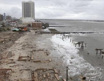 Atlantic City boardwalk, Oct. 30th, 2012 (AP photo/Seth Wenig)