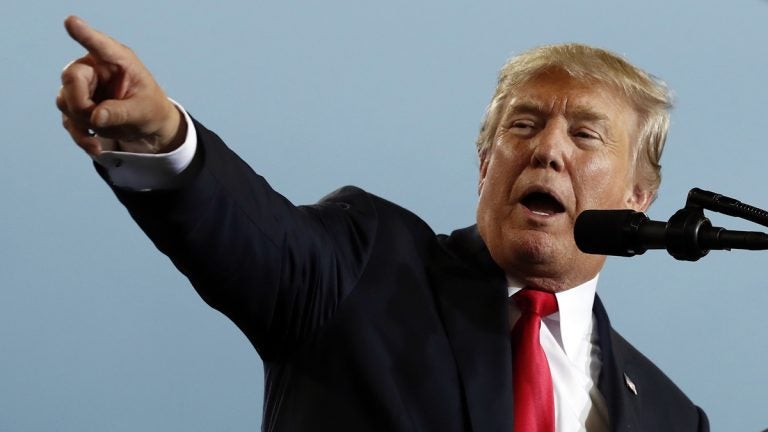 President Donald Trump speaks about tax reform during an event at the Harrisburg International Airport, Wednesday, Oct. 11, 2017, in Middletown, Pa.