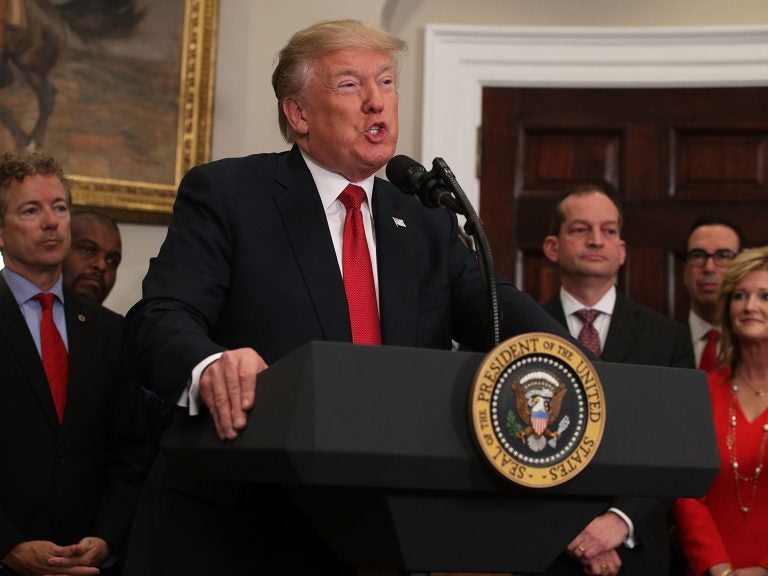 President Trump at the podium