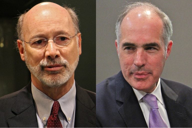 Pennsylvania Gov. Tom Wolf (left) and U.S. Sen Bob Casey.