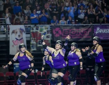 Defending champions, the Rose City Rollers of Portland, Oregon, skate before the final championship game against the Victorian Roller Derby League from Melbourne, Australia