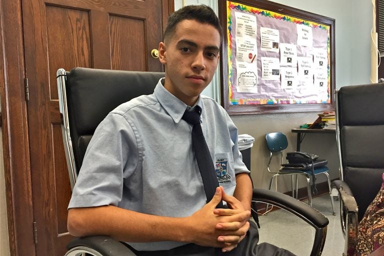 Ninth grader Carlos Soriano enrolled at Olney Charter High School after leaving Puerto Rico.