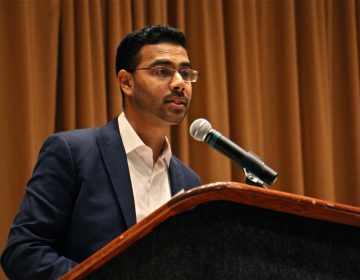 Akbar Hossain, a student at the University of Pennsylvania Law School who immigrated to the United States from Saudi Arabia as a child, speaks at the Anti-Defamation League's annual Youth Conference at the Pennsylvania Convention Center.