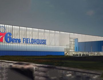 This artists rendering shows the new 76ers Fieldhouse planned for Wilmington. (photo courtesy Buccini/Pollin Group)