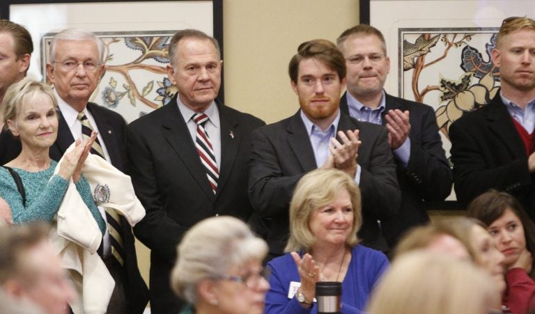 Former Alabama Chief Justice and U.S. Senate candidate Roy Moore waits to speak at the Vestavia Hills Public library, Saturday, Nov. 11, 2017, in Vestavia Hills, Ala. According to a Thursday, Nov. 9 Washington Post story an Alabama woman said Moore made inappropriate advances and had sexual contact with her when she was 14. Moore is denying the allegations.