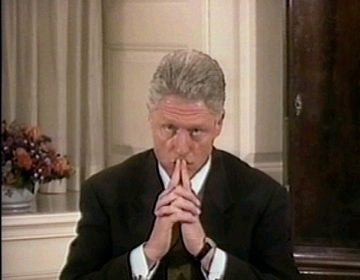 In this image made from video President Clinton listens to a question about the gifts he gave to Monica Lewinsky, in the second hour of his videotaped testimony Monday, Aug. 17, 1998, at the White House. The House Judiciary Committee released the videotape and 2,800 pages of documents Monday, Sept. 21, 1998, from Independent Counsel's Ken Starr's investigation of the president.