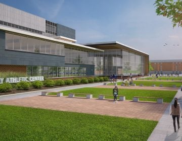 The University of Delaware is planning a $60 million renovation of its football stadium and athletic complex, Above is an artist's rendering of a five-story athletic center that will include training and academic space for the 600 athletes on the school teams. (Courtesy of the University of Delaware)