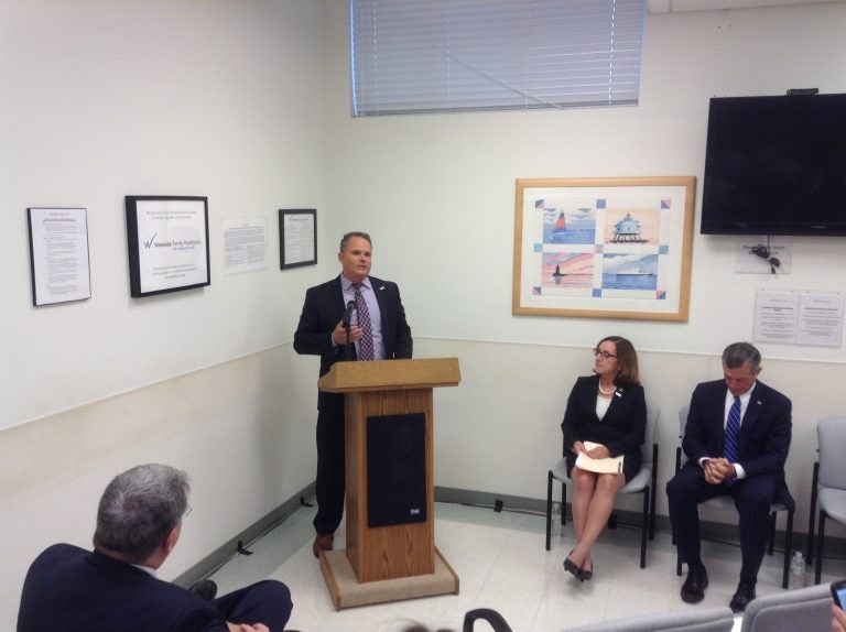 Delaware Insurance Commissioner Trinidad Navarro speaks at an event launching the 2018 ACA enrollment. (Zoë Read/WHYY)