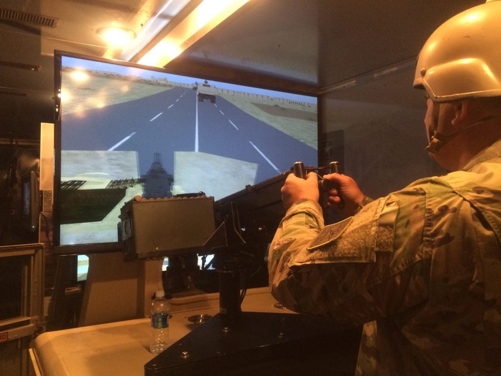 The military uses video game technology in recruitment as well, like this Humvee simulator where you can shoot enemies on a screen with a machine gun.