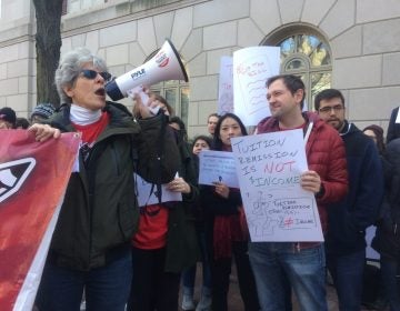 Graduate students from Rutgers University and others in the Philadelphia region protested in front of U.S. Senator Pat Toomey's office on November 21.