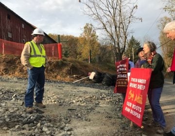 Activists in Lancaster County offered pipeline workers a pancake breakfast Friday morning, but the invitation was declined. (Marie Cusick / StateImpact Pennsylvania)