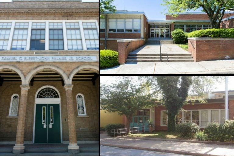 Under a proposal by the Christina School District and the 
Carney administration, three schools would be closed and two expanded.  Those slated for possible closure are, clockwise from left, Palmer, Pulaski and Stubbs elementary schools. (Christina School District) 