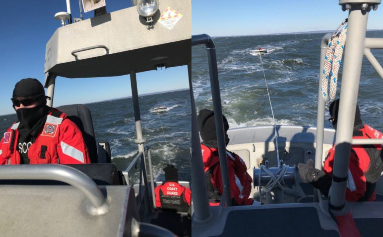 U.S. Coast Guard personnel towing a disabled boat off Sandy Hook last Friday. (Image: U.S. Coast Guard) 