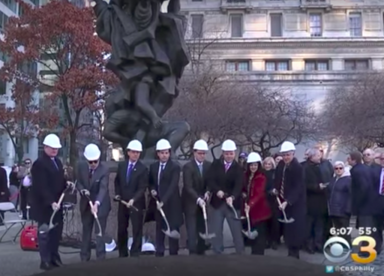 Breaking ground on the Holocaust Memorial plaza