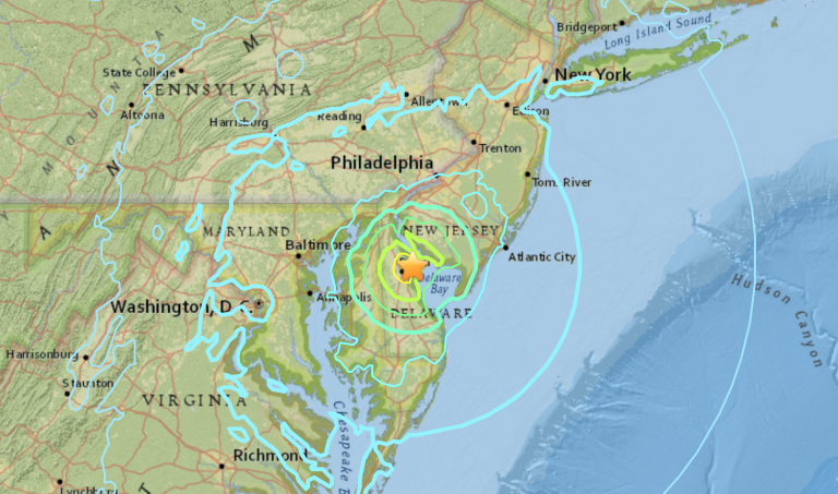 The USGS reports a 4.4 magnitude earthquake near Dover, Delaware.
(USGS)