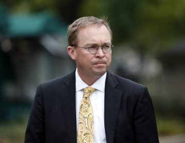 Director of the Office of Management and Budget Mick Mulvaney departs after a television interview at the White House in September. Director of the Office of Management and Budget Mick Mulvaney departs after a television interview at the White House in September.